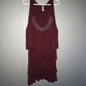Maroon Ruffled Tank